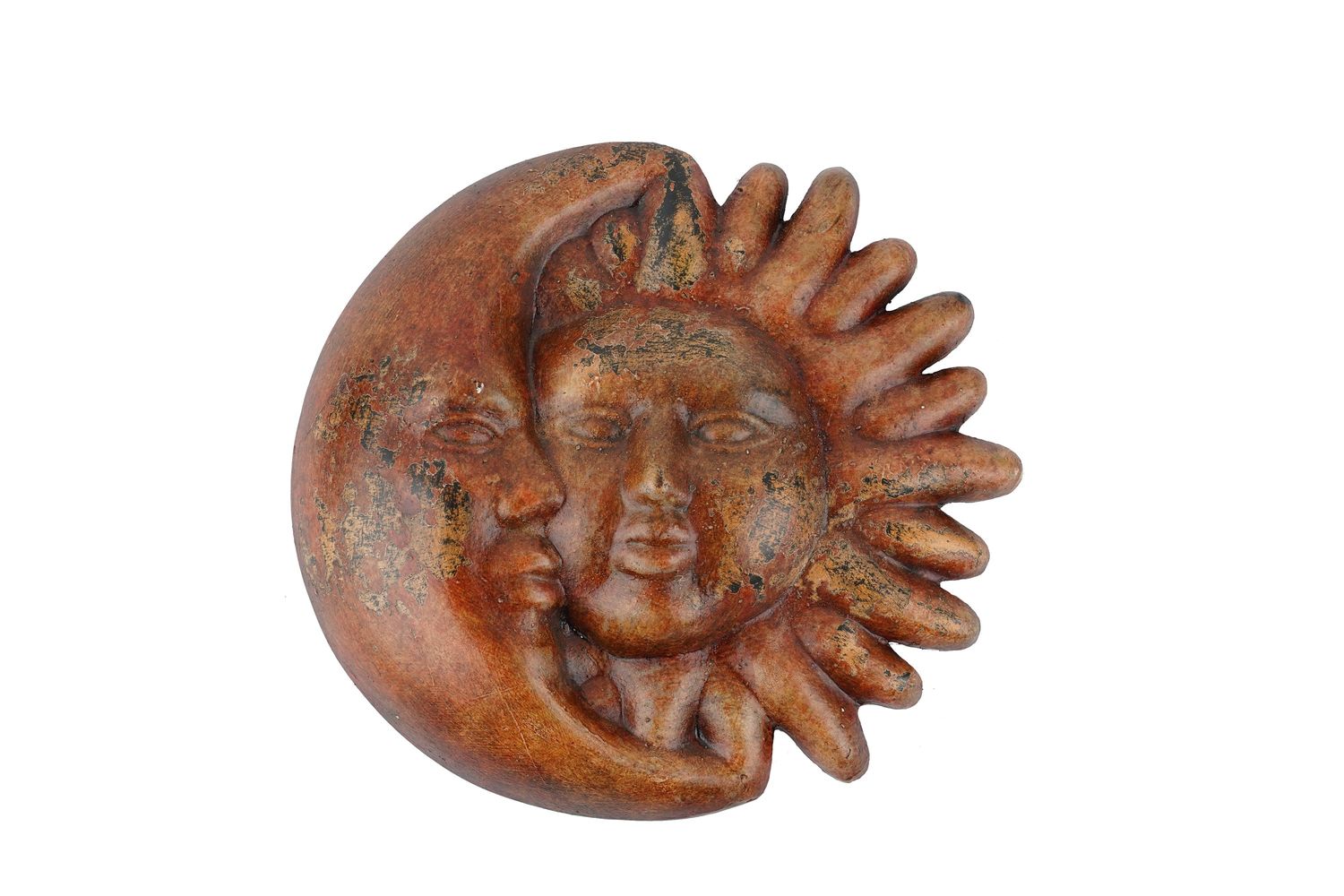 Red River Eclipse Clay Sun-Hand Painted-Garden-Wall-Rustic-13 inches Wide-Eclipse Red River Eclipse Clay Sun-Hand Painted-Garden-Wall-Rustic-13 inches Wide-Eclipse