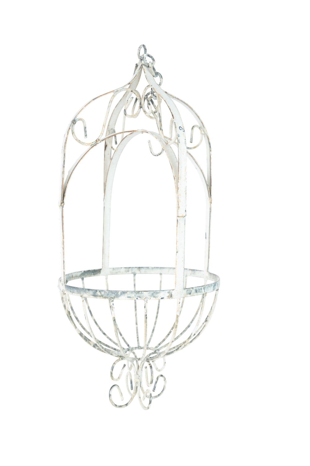 La Belle Farmhouse Iron Hanging Planter Basket-Farmhouse Style-Primitive-Distressed Metal-9x28H inches
