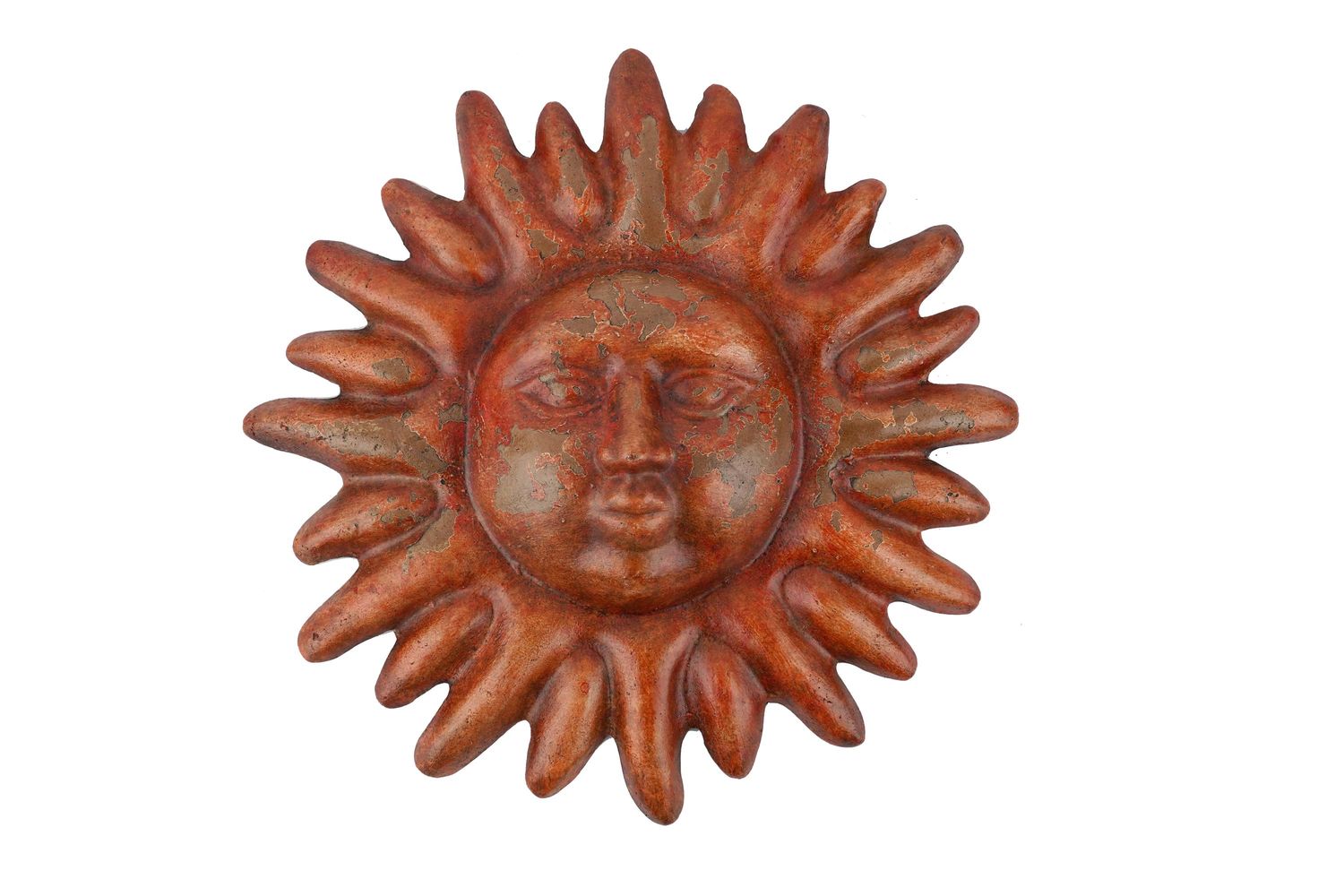Red River Clay Sun-Hand Painted-Garden-Handmade-Wall-Rustic-13 inches Wide