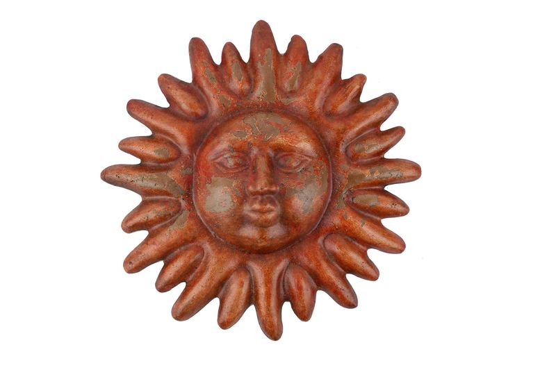 Red River Clay Sun-Hand Painted-Garden-Handmade-Wall-Rustic-13 inches Wide