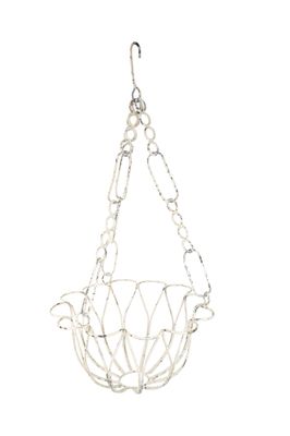 Terrytown Farmhouse Iron Hanging Planter Basket-Primitive-Distressed Metal-17x33H inches- Terrytown Farmhouse Iron Hanging Planter Basket-Primitive-Distressed Metal-17x33H inches-