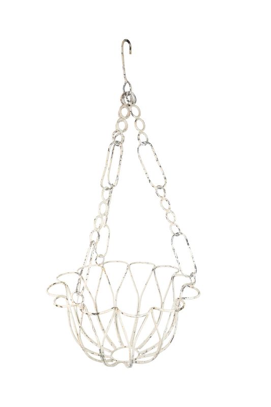 Terrytown Farmhouse Iron Hanging Planter Basket-Primitive-Distressed Metal-17x33H inches-