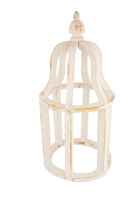 Crown Farmhouse Wood Lantern-Handmade-Vintage Inspired-Primitive-13x13x27 inches-Farmhouse Kitchen-Ornate Shabby White
