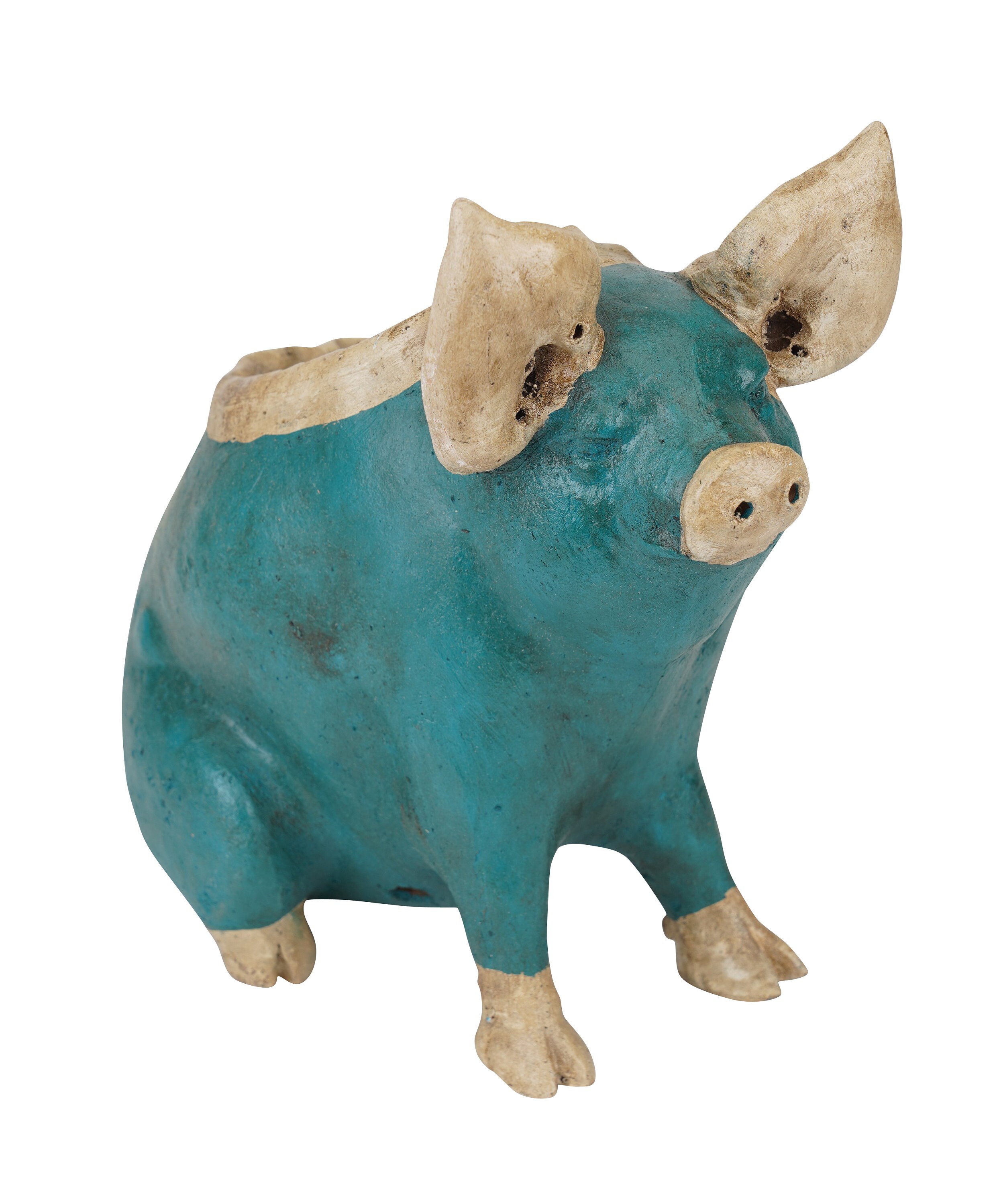 Wilber the Pig Planter™-Hand painted-Garden-Clay-Handmade-Window Ledge Planter--7Wx15Dx13H-Three Colors