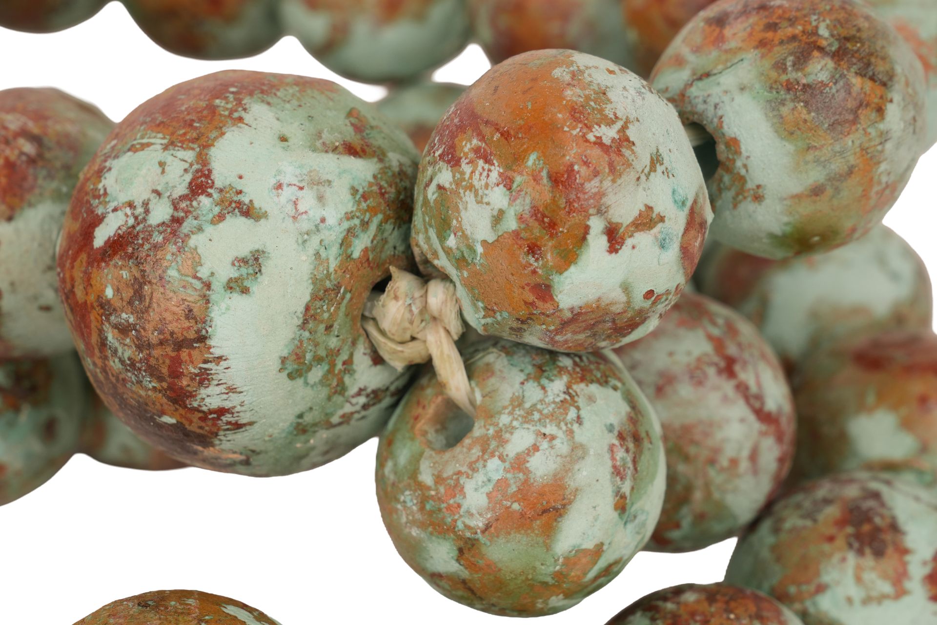 Hope Clay Rosary-WH-Beads-Gorgeous-Turquoise-XLG-54 Inches Long-Primitive-Handmade-Hand Painted-Cross-Extra Large-Turquoise-#6