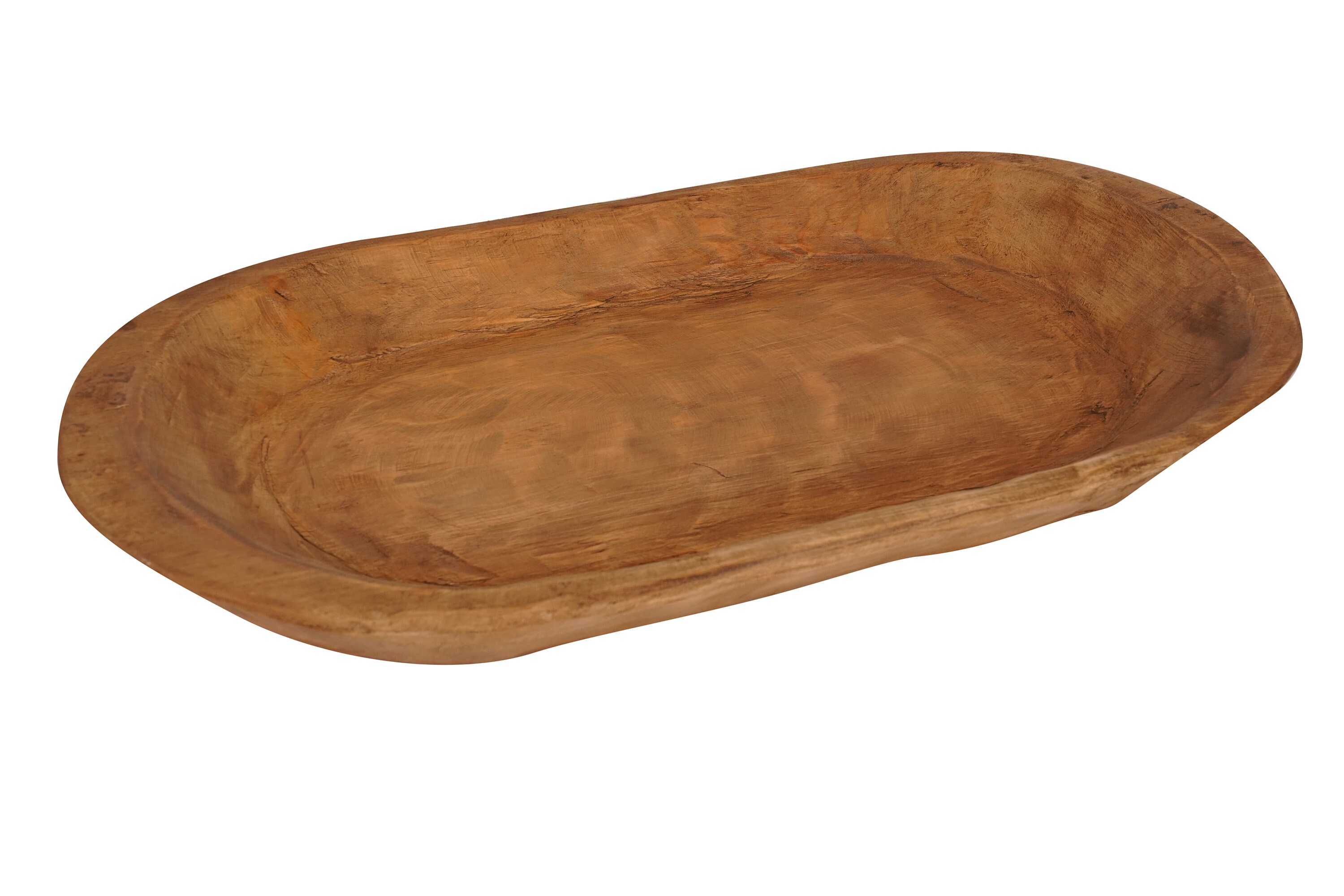 Rustic Wooden Dough Bowl-Batea-Primitive-Wood-Trencher-Handmade-11-12W x 19-20L x 2-3D inches-Distressed Tones- Colors