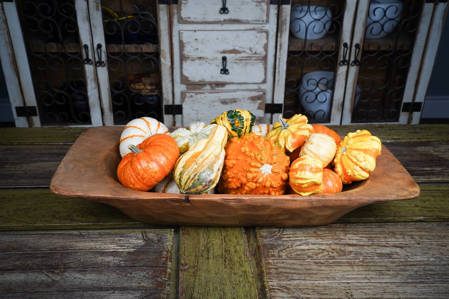Eurostyle Deep Rustic Wooden Dough Bowl-Batea-Wooden-Handmade-Hand Carved-12x26 inches-Solid Wood