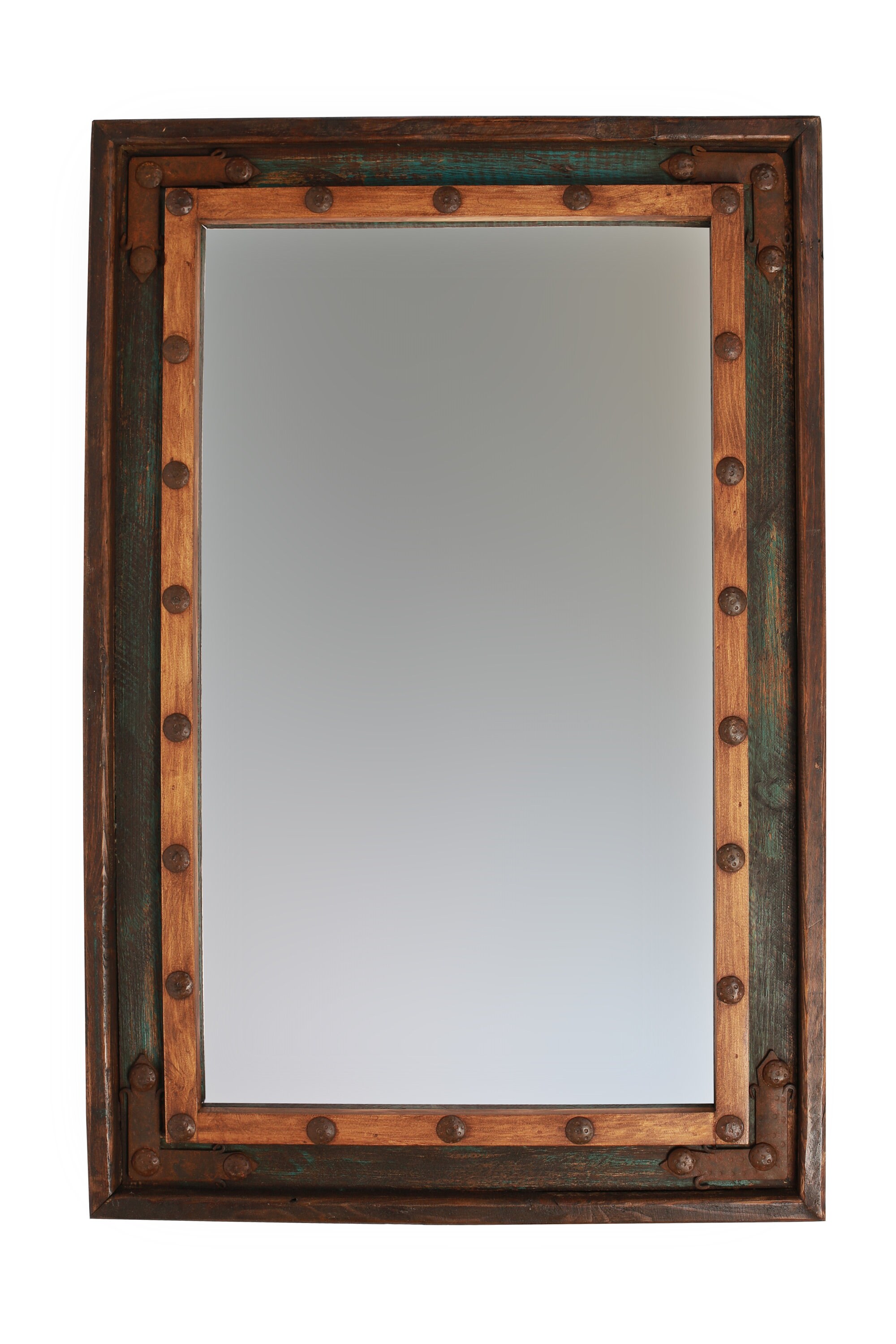 El Paso Rustic Mirror-23x35 inches-Handmade-Wall Mirror-Spanish-Vanity-Primitive-Clavos-Accent Mirror-Five Colors-Best Seller