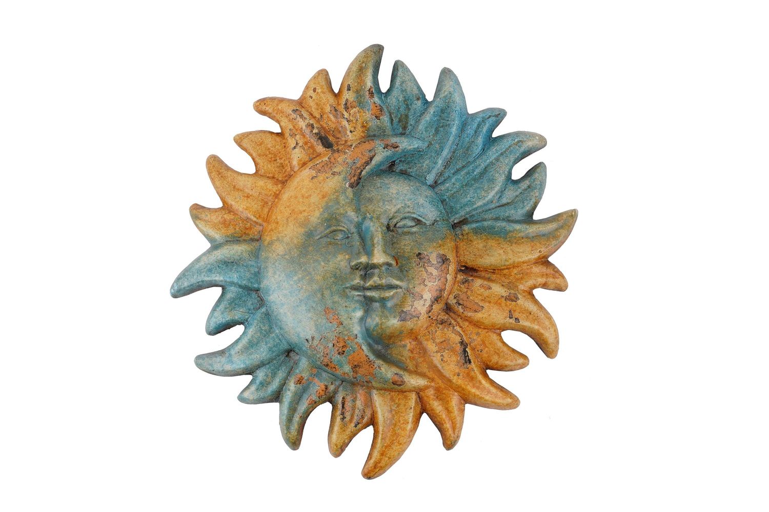 Hope Eclipse Clay Sun-Hand Painted-Garden-Handmade-Wall-15 inches Wide-Old World #2915