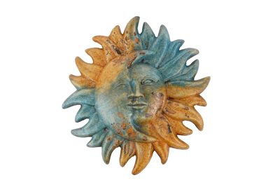 Hope Eclipse Clay Sun-Hand Painted-Garden-Handmade-Wall-15 inches Wide-Old World #2915