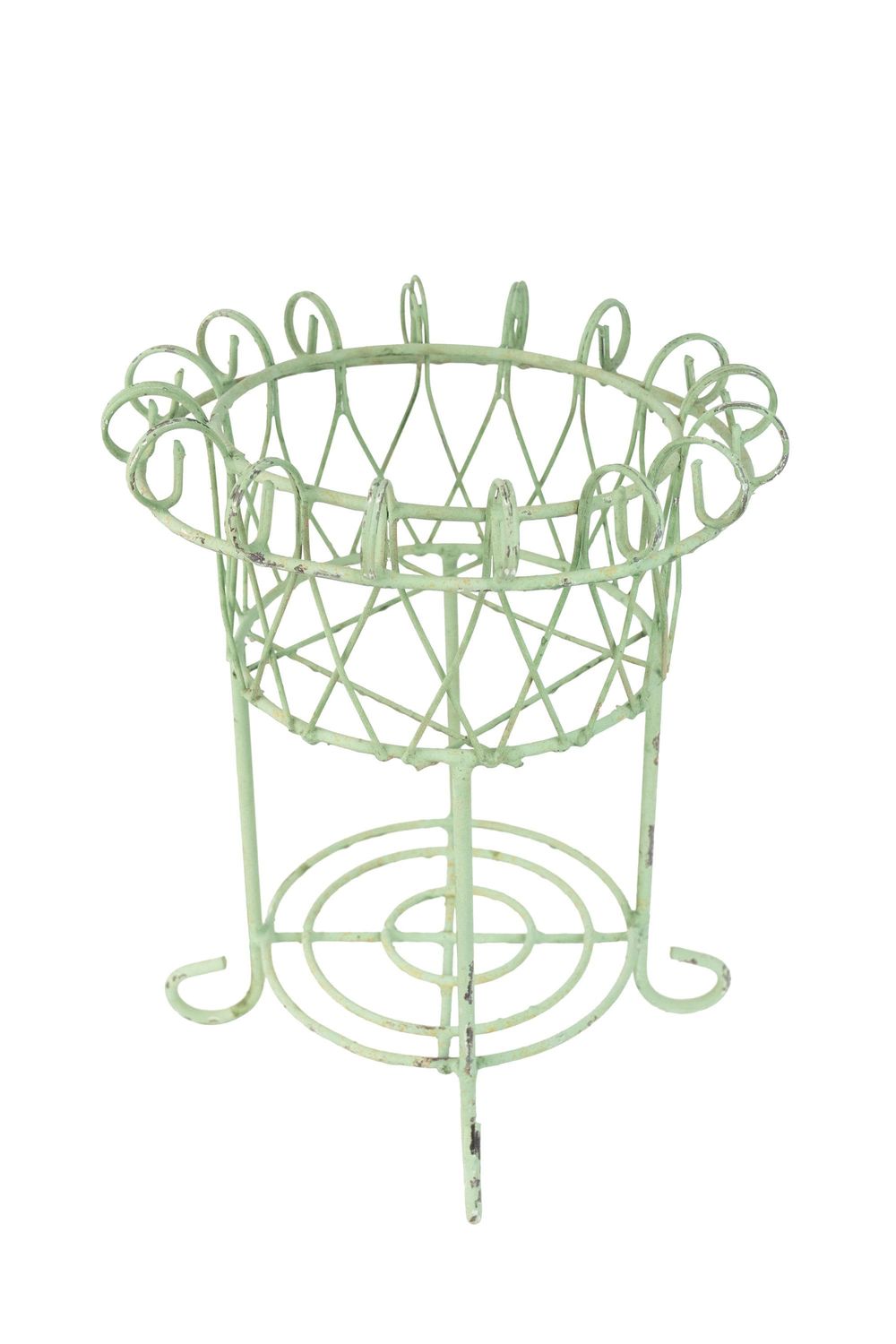 Willard Farmhouse Iron Planter Basket-Primitive-Distressed Metal-12x15H inches- Garden Basket