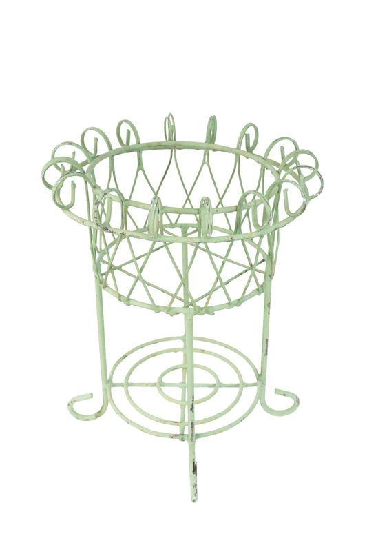 Willard Farmhouse Iron Planter Basket-Primitive-Distressed Metal-12x15H inches- Garden Basket