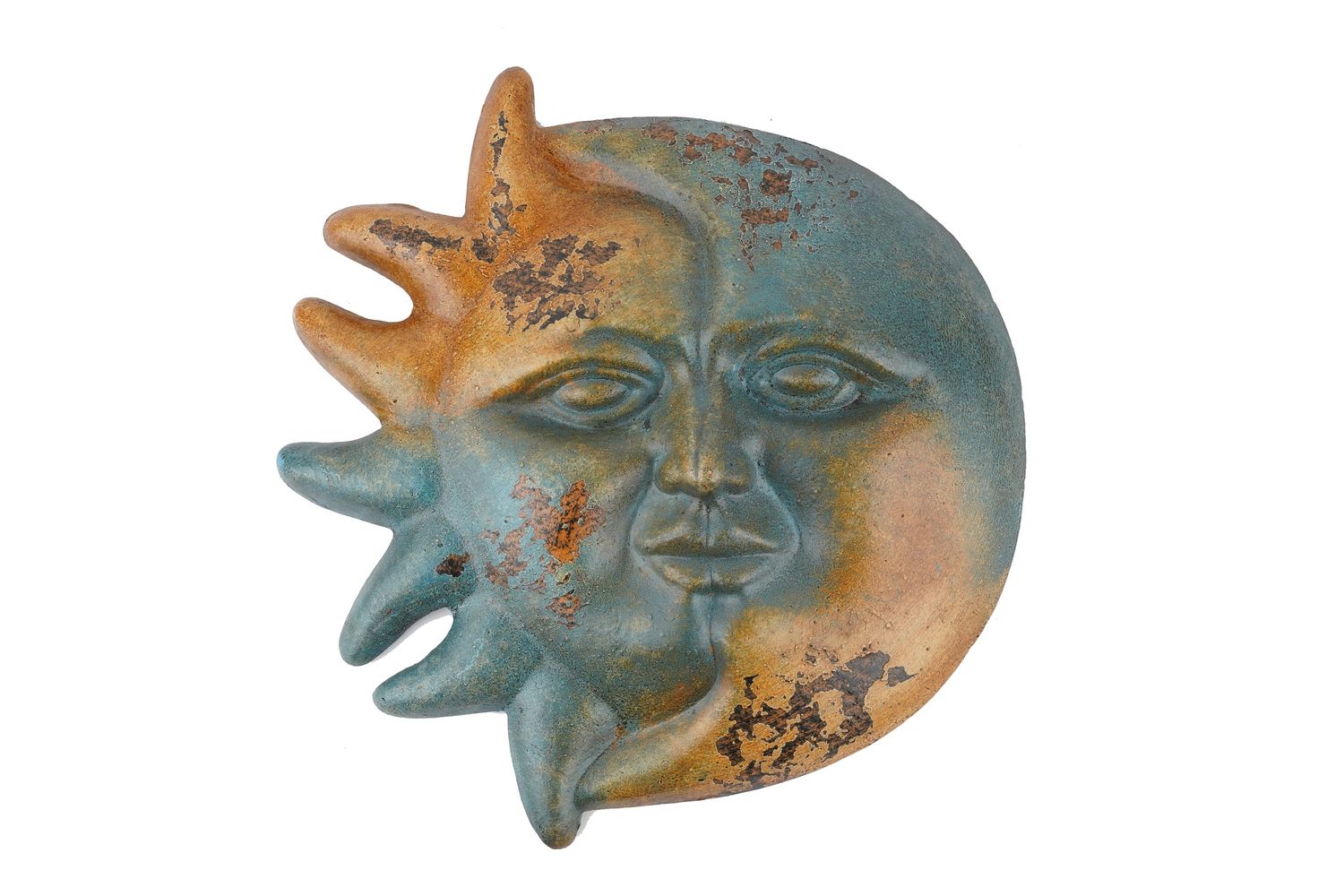 Unity Eclipse Clay Sun-Hand Painted-Garden-Handmade-Wall-15 inches Wide-Eclipse Unity Eclipse Clay Sun-Hand Painted-Garden-Handmade-Wall-15 inches Wide-Eclipse