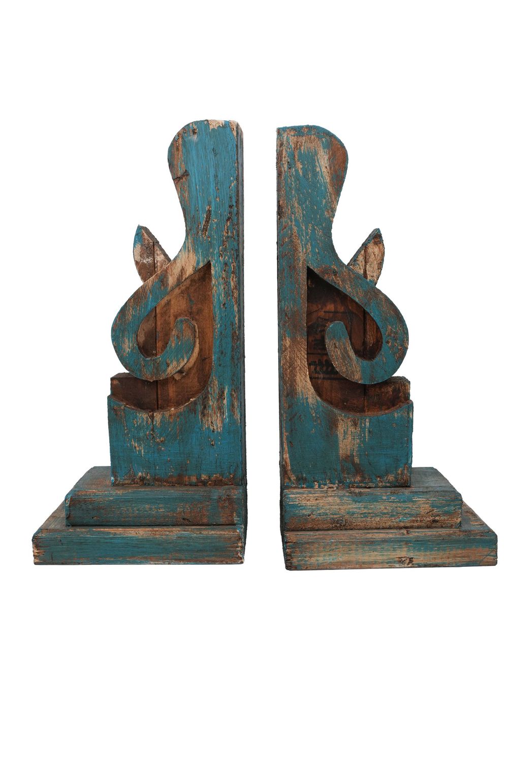 Creekside Farmhouse-Corbel-Bookends-Rustic-7Wx8Dx18H inches-Turquoise
