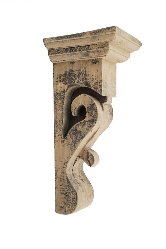 Creekside Farmhouse-Rustic-Bookends-Corbel-7Wx8Dx18H-Antiqued White
