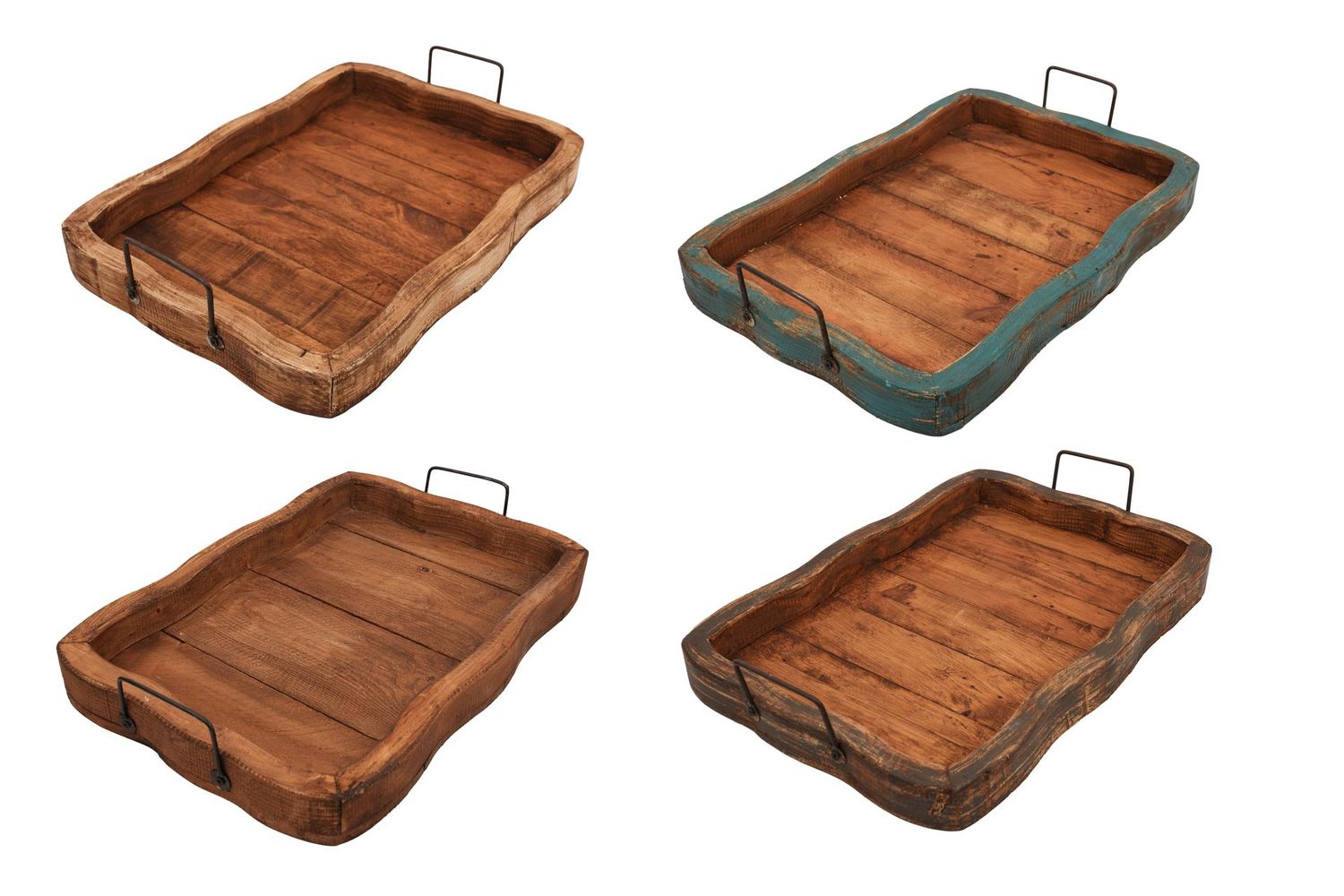 Glenrock Scalloped Farmhouse-Wood Tray-Rustic-13x20 inches -Four Color Choices