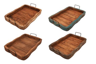 Glenrock Scalloped Farmhouse-Wood Tray-Rustic-13x20 inches -Four Color Choices Glenrock Scalloped Farmhouse-Wood Tray-Rustic-13x20 inches -Four Color Choices