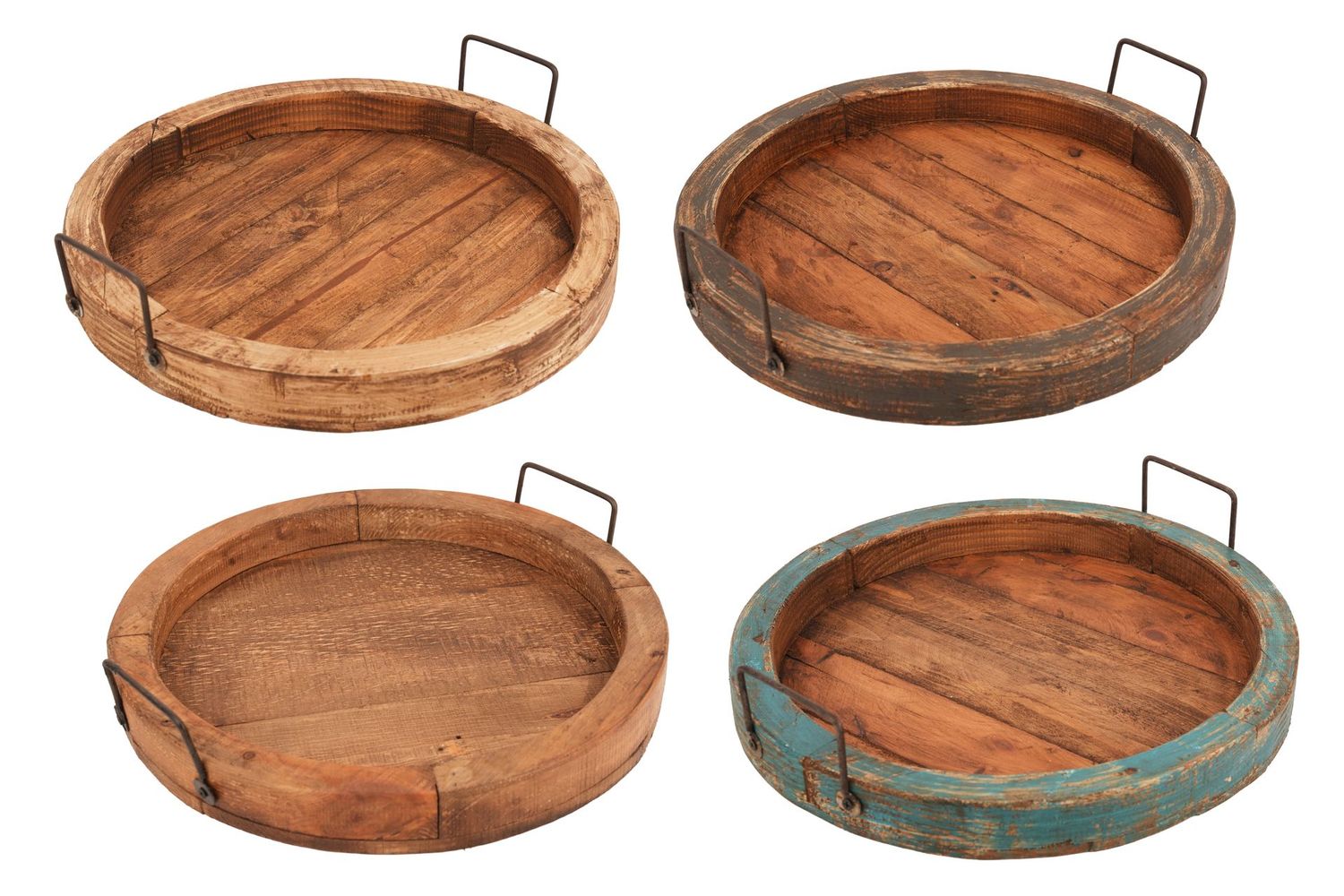 Kaycee Round Farmhouse-Wood Tray-Rustic Elegance-15x4 inches-Four Color Choices