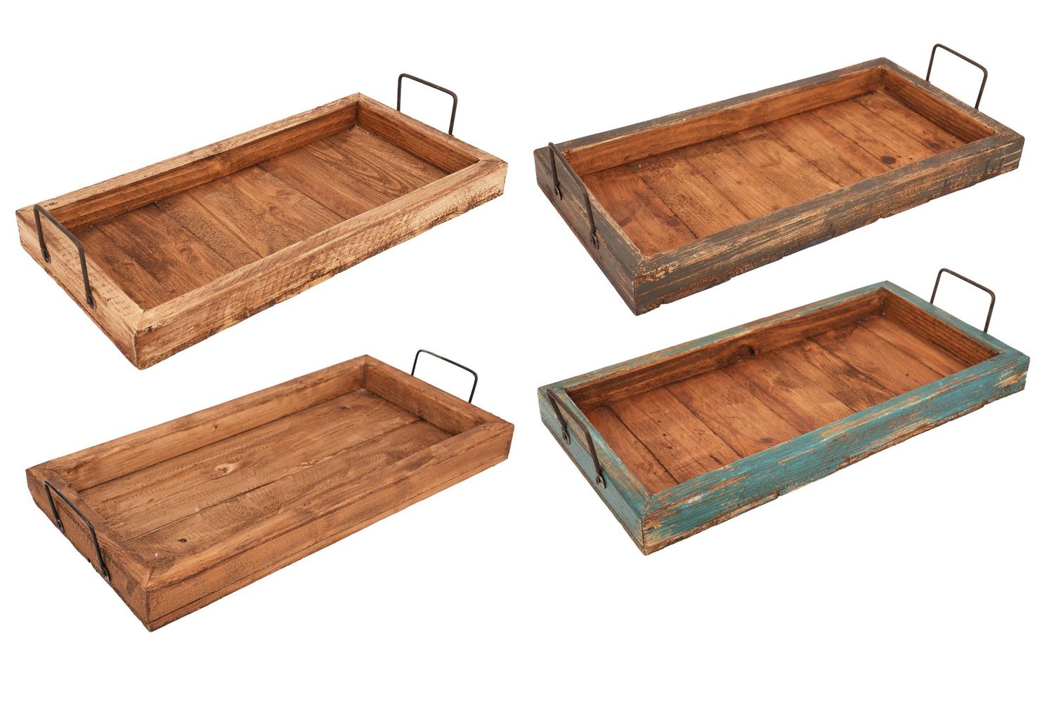 Hudson Rectangular Farmhouse-Wood Tray-Rustic-10x21 inches-Four Color Choices