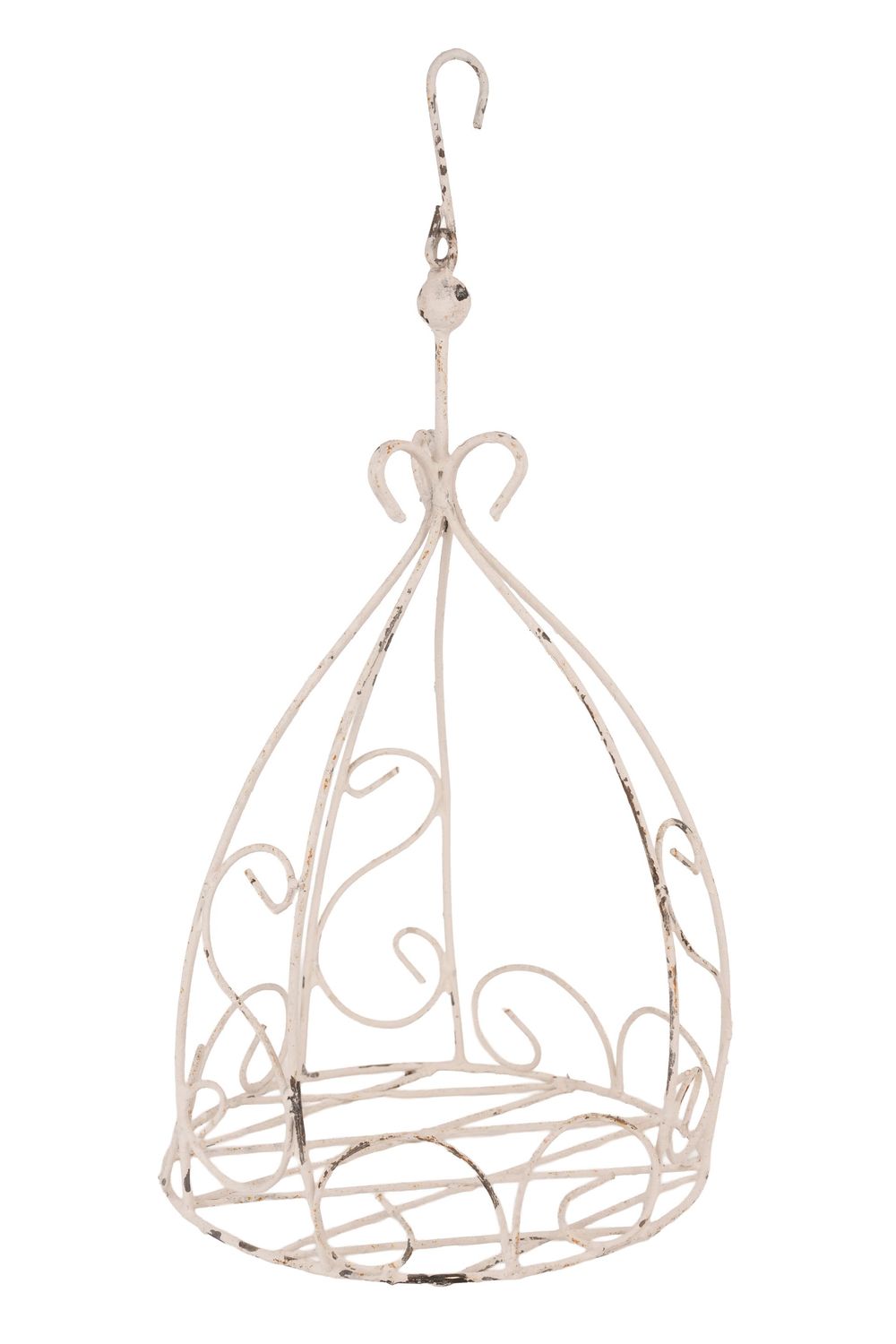Sparks Hanging Iron Planter Garden Basket-Farmhouse-White-10x17 inches