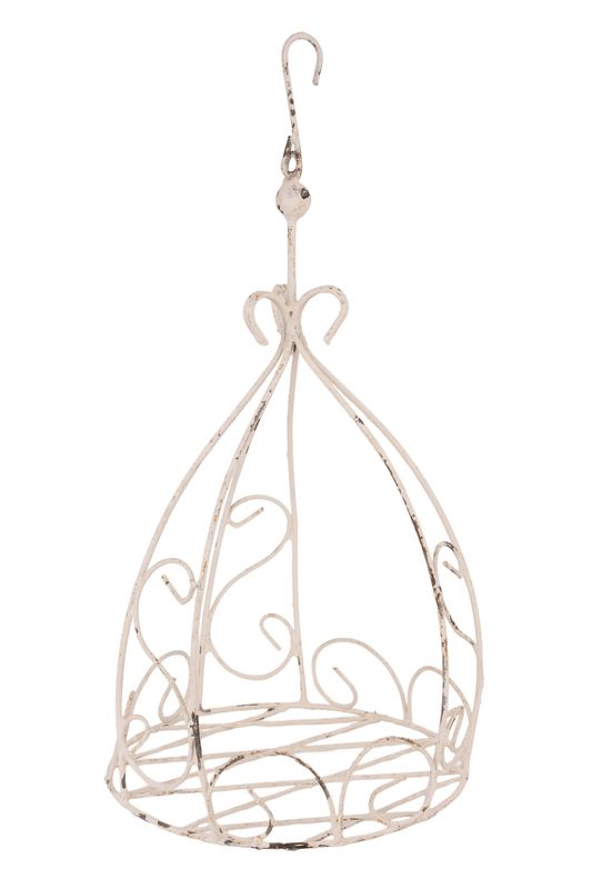 Sparks Hanging Iron Planter Garden Basket-Farmhouse-White-10x17 inches