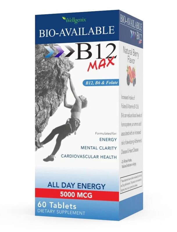 Wellgenix B12 Max 5000 mcg (60 Tablets) (G2)