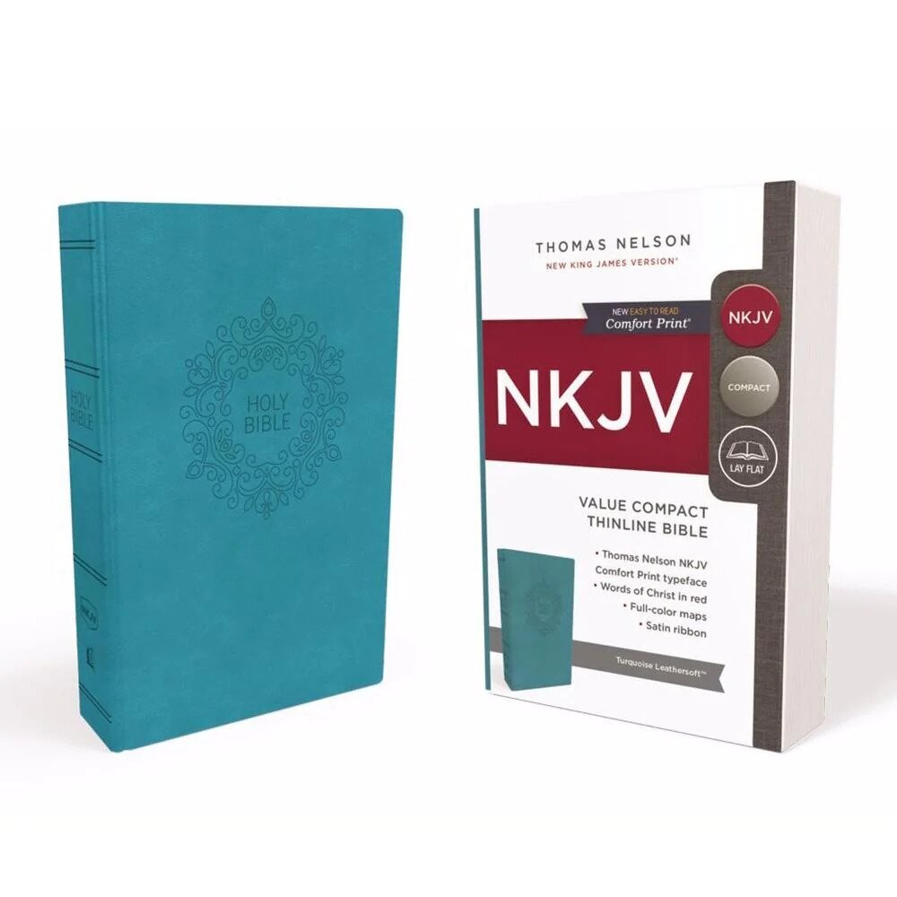 NKJV Value Compact Thinline Bible - Turquoise Leathersoft Thomas Nelson (B2)