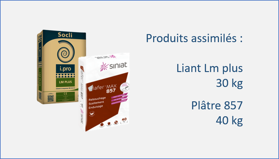 Liant Lm plus et Plâtre 857