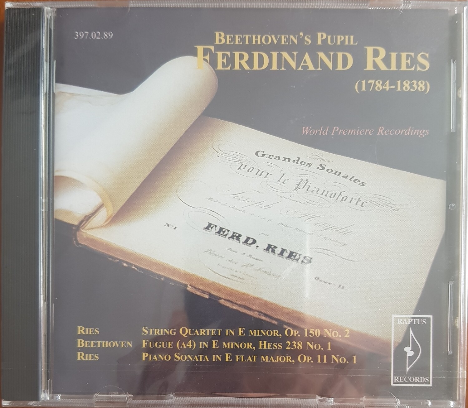 CD de Ferdinand RIES avec des quartet, une fugue en E mineur HESS 238, et une sonate Op 11
