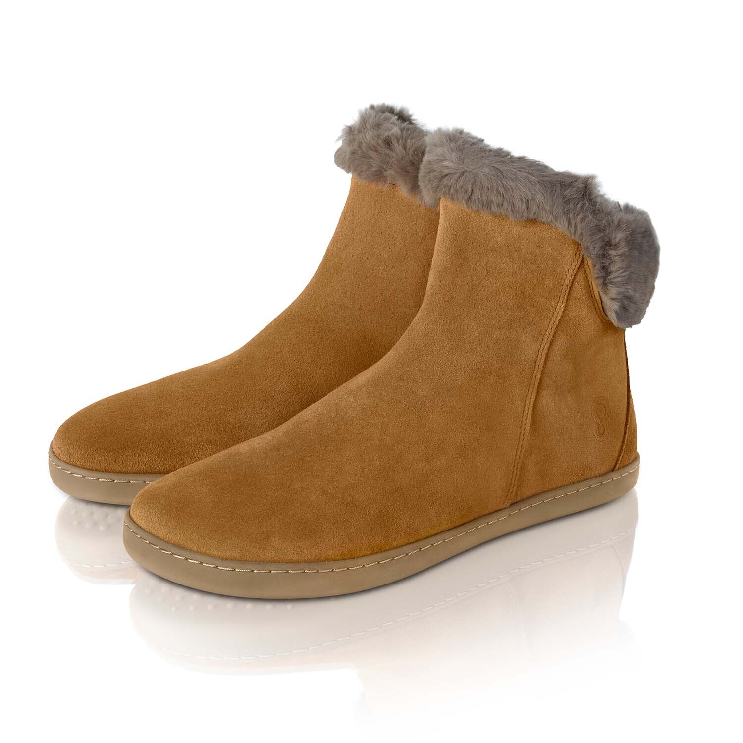 SHAPEN FLUFFY BROWN WARM LINED BAREFOOT BOOTS