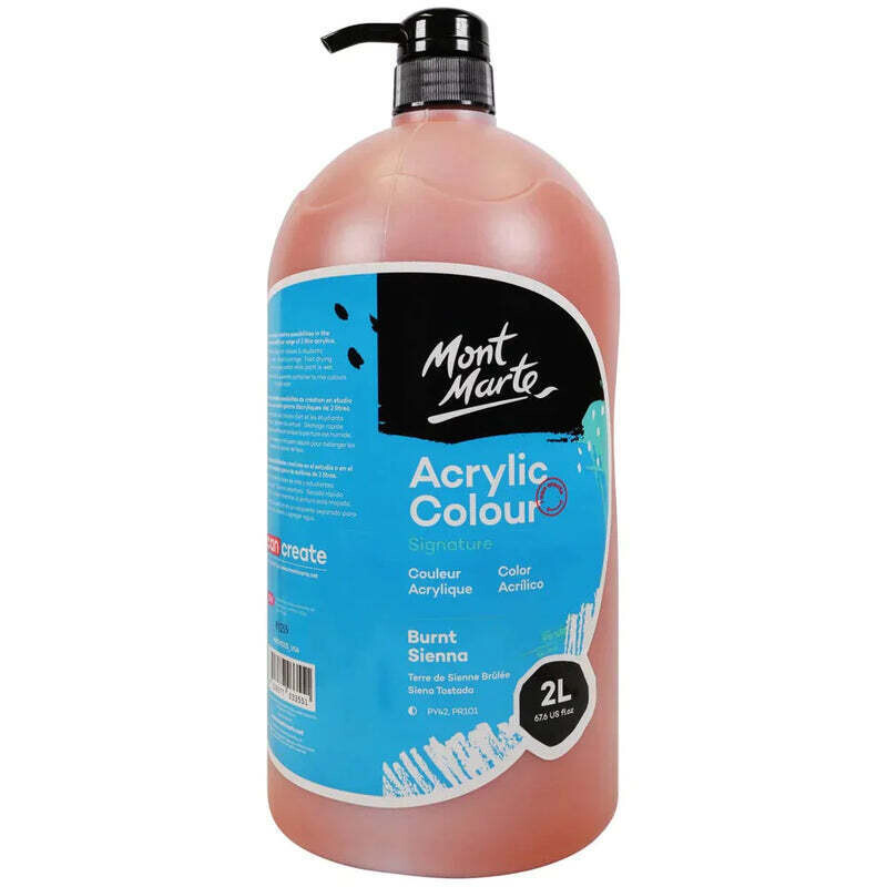 Mont Marte Signature Acrylic Paint Pump Bottle 2L - Burnt Sienna MSCH2215