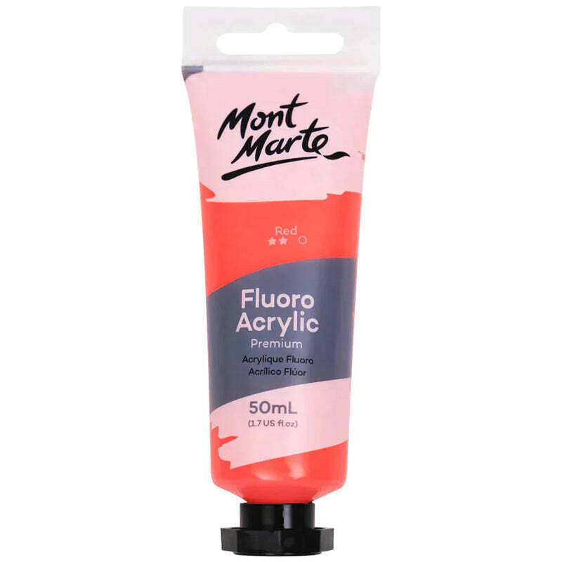 Mont Marte Fluoro Acrylic Paint 50ml - Red PMFL5004