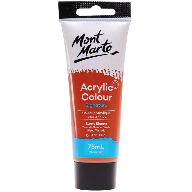 Mont Marte Signature Acrylic Paint 75ml Tube - Burnt Sienna - MSCH7514