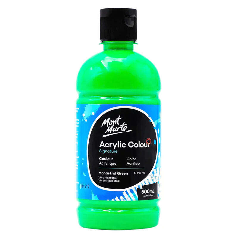 Mont Marte Studio Acrylic 500ml bottle - Monastral Green MSCH5036