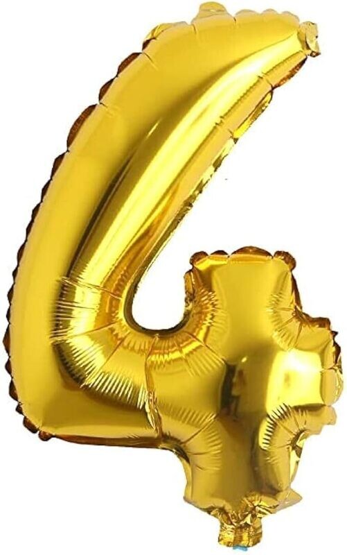 Italo Number 4 Foil Balloon, 16-Inch Size, Gold