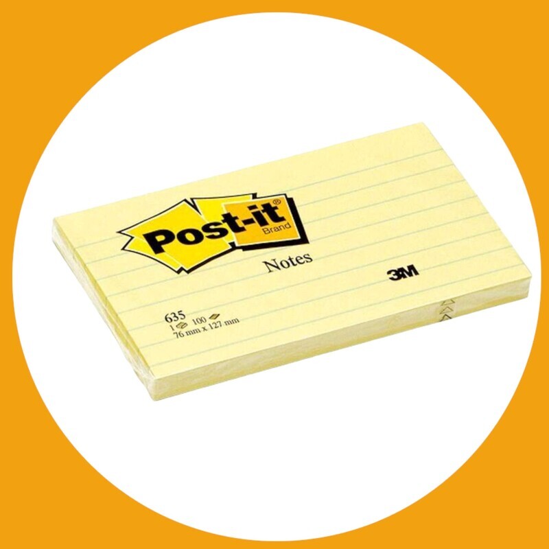 3M Post-it Notes 635, 3x5 inches, Lined, Canary Yellow