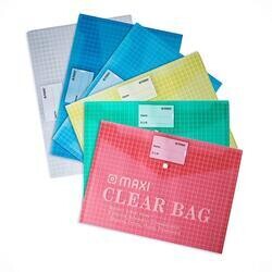 Maxi F/S Clear Bag Folders with Name Card, 6 Pieces, Assorted Multicolour