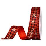 10 Yards Red Checkered 2.5cm Wide Christmas Ribbon for DIY Festival Decoration