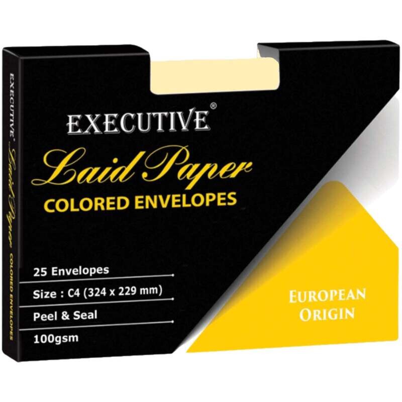 FIS Executive Laid Bond Paper Envelopes C4 Peel &amp; Seal, 100gsm, 25/pack, Cream