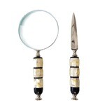 Letter Opener &amp; Magnifier Set with Resin Handle, Black/White