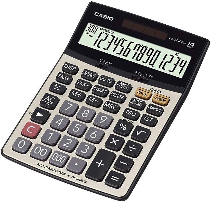 Casio DJ-240DPLUS Desktop Calculator - Black/Gold