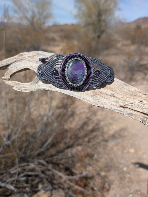 Charoite Cuff Bracelet Adjustable