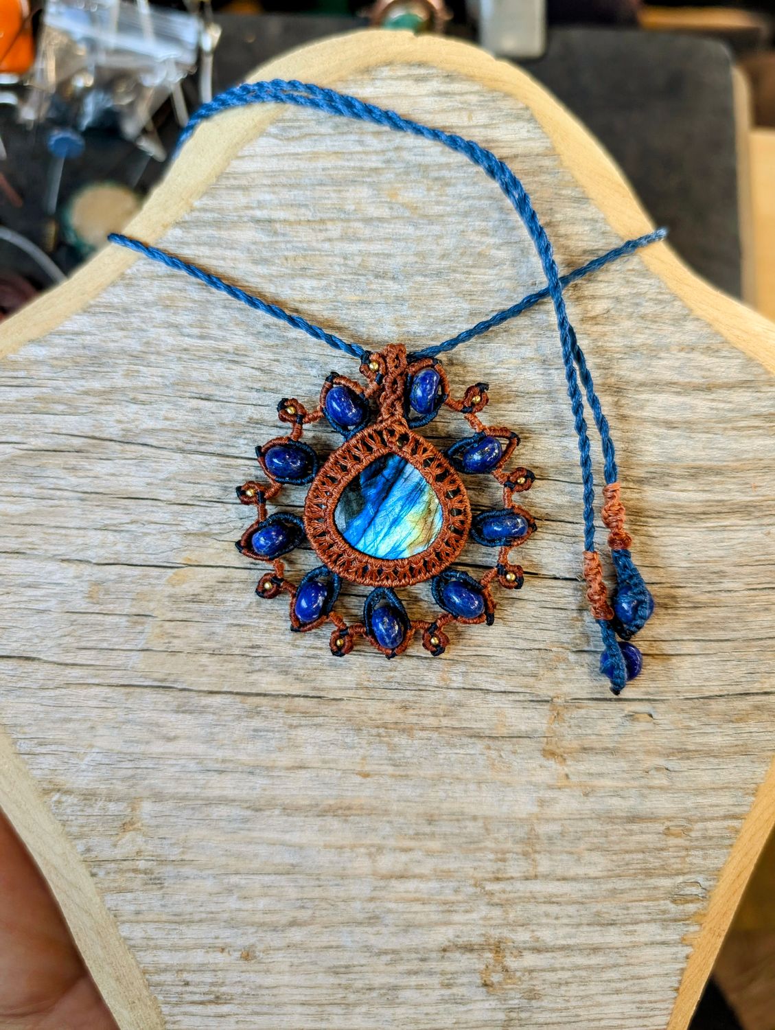 Labradorite Pendant with Lapis Accents