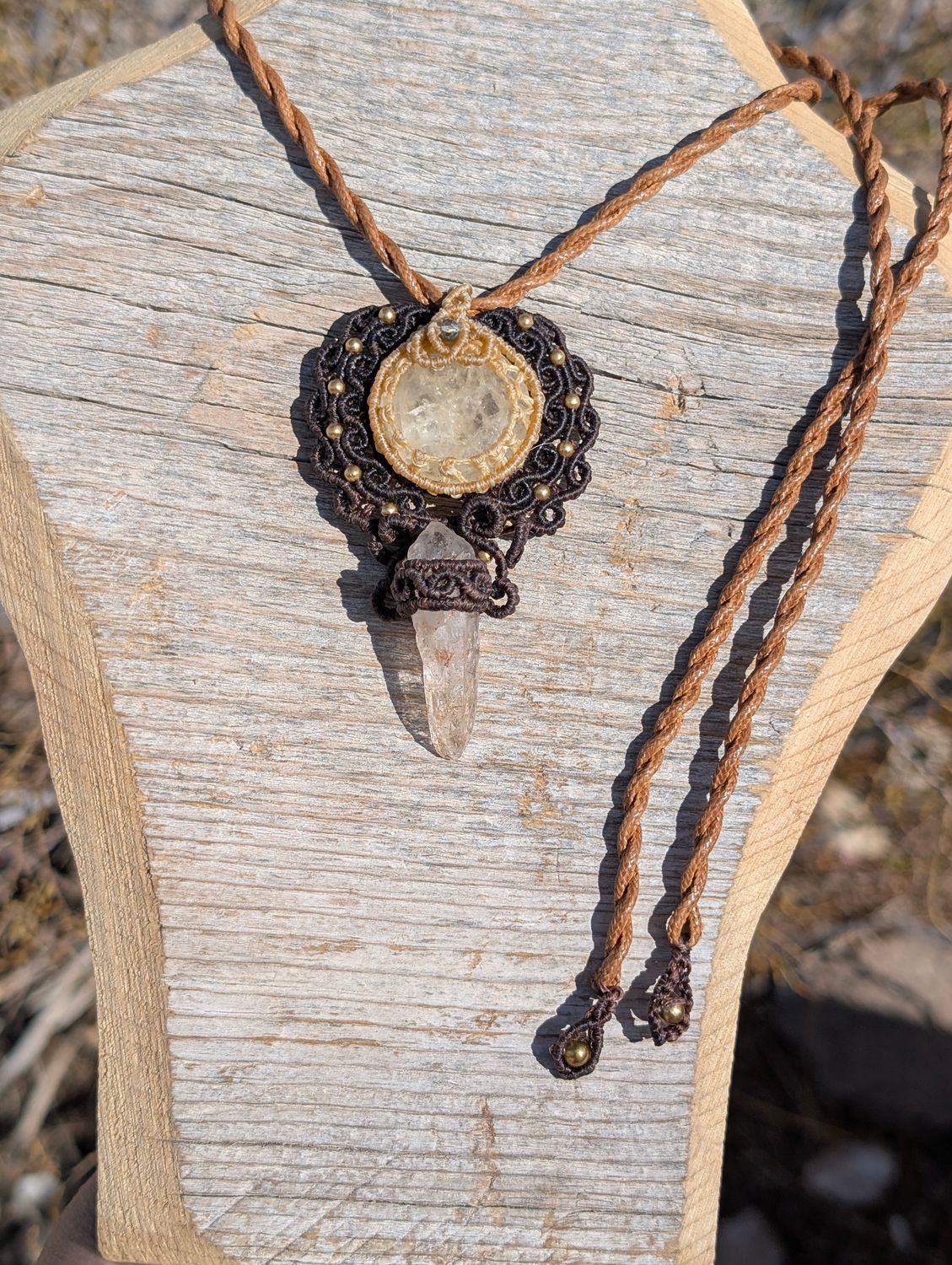 Golden Healing Quartz with Petroleum Quartz Pendant