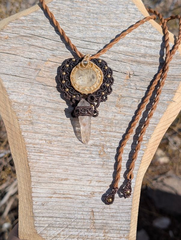 Golden Healing Quartz with Petroleum Quartz Pendant
