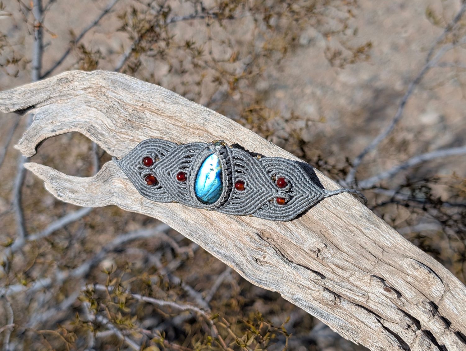 Labradorite and Carnelian Cuff Bracelet