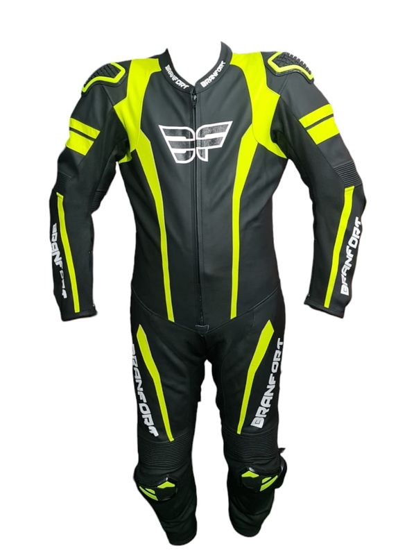 Branfort Deka Leather Motorcycle Suit in color yellow florescent