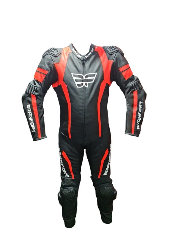 Branfort Deka Leather Motorcycle Suit in orange florescent