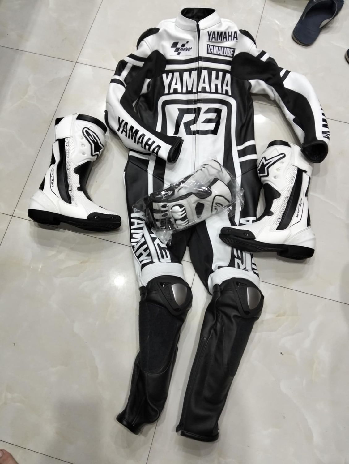 Leather Yamaha Motorcycle Suit with Custom Design