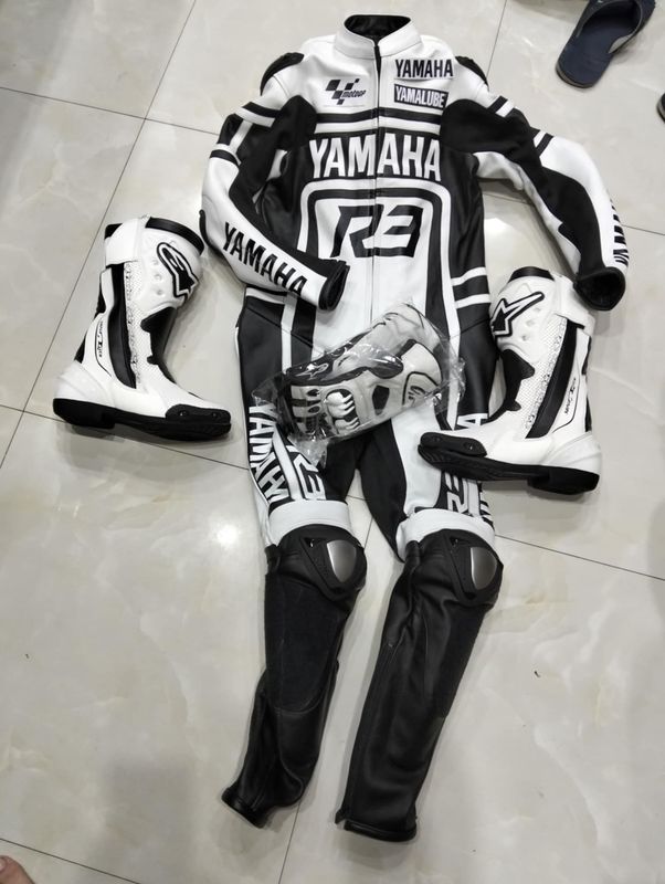 Leather Yamaha Motorcycle Suit with Custom Design